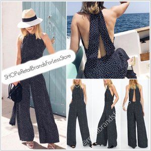 ZARA BLACK & WHITE OPEN BACK POLKADOT JUMPSUIT